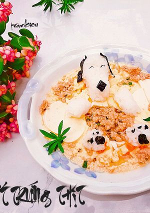 Hình của món Tàu hủ sốt trứng thịt băm.
