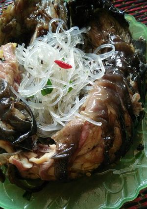 Hình của món Cá trê hấp mắm gừng.