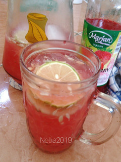 Foto resep Es timun + jeruk nipis + sirup stroberi