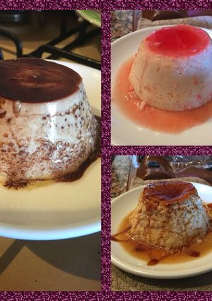 Foto principal de Flan de chocolate blanco con tres siropes