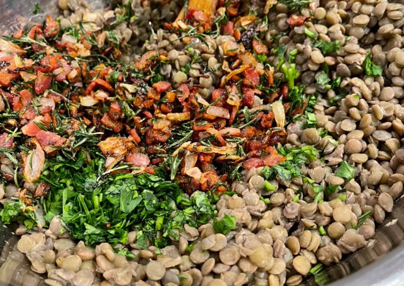 🧄 ENSALADA DE LENTEJAS Y TOCINO 🥓 🥗