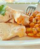 Filetes de perca con tomate y habas (Thermomix)