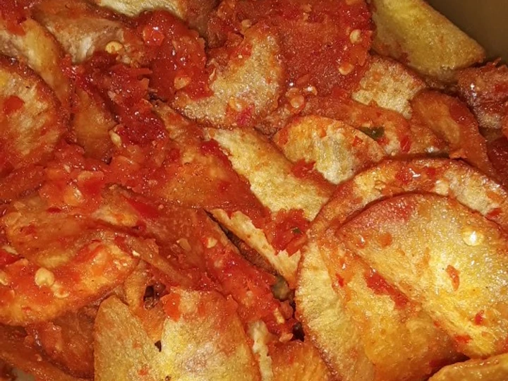 Cara Gampang Membuat Resep Balado Keripik singkong🌶🌶🌶 yang Bisa Manjain Lidah Anti Ribet, Sempurna