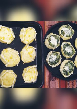 Una foto de "Canastitas de choclo y acelga con salsa blanca"