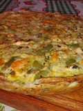 Tarta con restos de pechuga de pavo