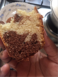 A picture of Fluffy Vanilla marble cake.