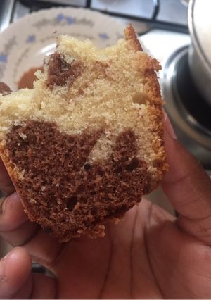 A picture of Fluffy Vanilla marble cake.