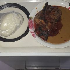 A picture of Beans soup and pounded.