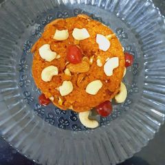 A picture of Gajar ka halwa with coconut milk.