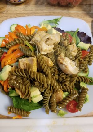 A picture of Spicy Chicken & Veggie Noodle Pasta Salad.