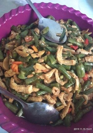 Foto resep Tumis kacang panjang campur tahu