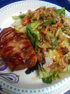 A picture of Chicken and Salad.