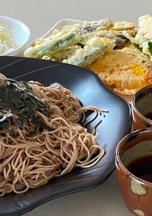 A picture of Tempura and Soba Noodle Lunch.