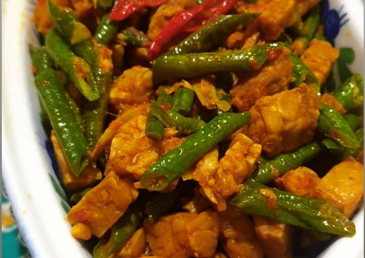 Tumis tempe kacang panjang Tumis tempe kacang panjang