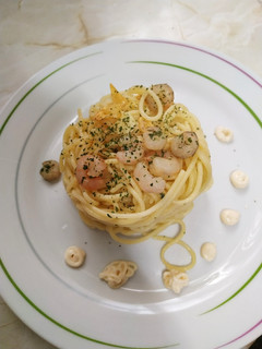 Una foto de Spaghetti con gambas al ajillo