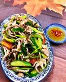 Đầu Mực Xào Cần Cà Chua Dưa Leo