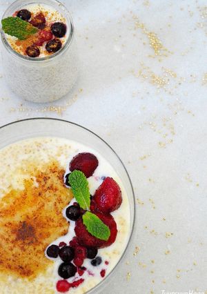 Una foto de Quinoa con leche
