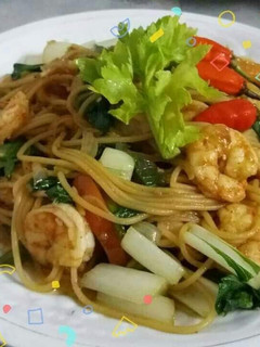 Foto resep Tumis udang mie spaghetti