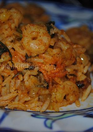 A picture of Persian spicy prawn and rice.