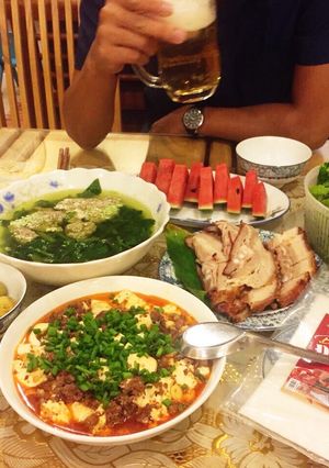 Hình của món Đậu sốt Tứ Xuyên.