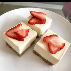 A picture of NO BAKE Strawberry Lemon Cheesecake.