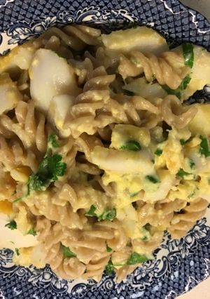 A picture of Smoked fish carbonara.