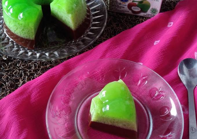 Resep Puding Lumut Pandan Coklat Resep Puding Lumut Pandan Coklat
