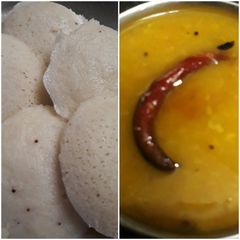 A picture of South indian idli sambhar.