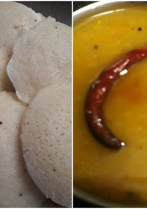 A picture of South indian idli sambhar.