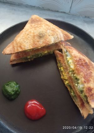 A picture of Paneer cheese toast sandwich.