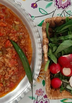 عکسی از دستور حمیسه گوشت چرخ و گوجه👩‍🍳