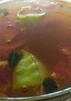A picture of Kerala style rasam.