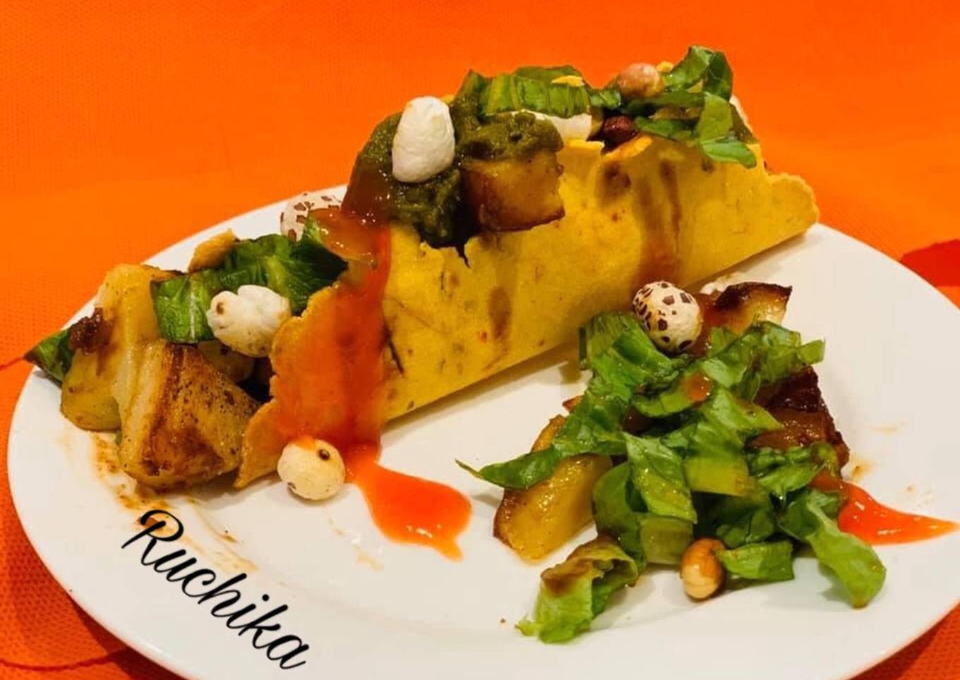 Aloo makhana chaat tacos