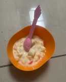 Postre de frutas y leche condensada