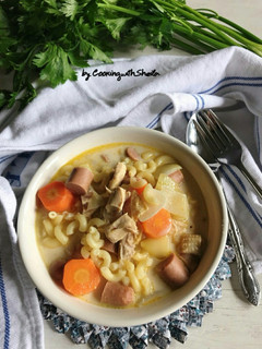 Foto resep Milky Macaroni Chicken Soup