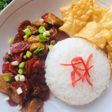Nasi gila (sosis bakso tumis pedas)