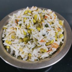 A picture of Mung sprout and methi pulao.