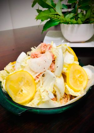 Una foto de Ensalada blanca de invierno con limón Japonés JUYUNOSHIROI LEMONSALADA🇺🇾🇯🇵冬の白いレモンサラダ