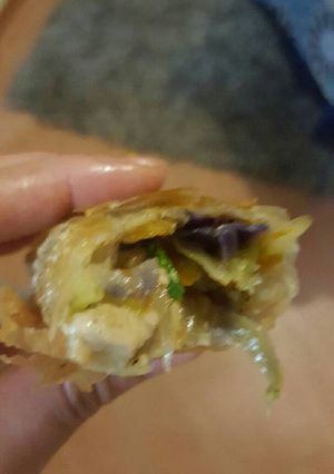 Una foto de Rollitos de primavera de langostinos y pollo