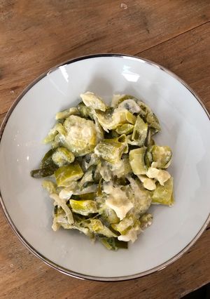Une photo de Fondue de courgettes et poireaux