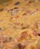 Homemade Queso with crawfish and andouille sausage