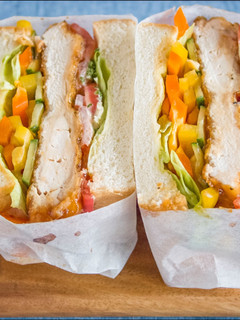 A picture of Teriyaki Chicken and Vegetable Sandwich.