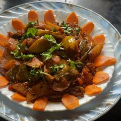 A picture of Nagpuri style Wanga batata saoji masala zhanzhanit bhaji (brinjal potato sabji).
