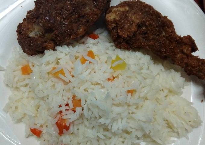 Fried chicken and vegetable rice