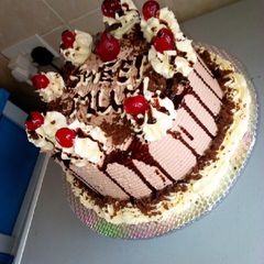 A picture of Black forest cake.
