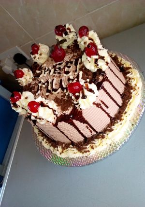 A picture of Black forest cake.