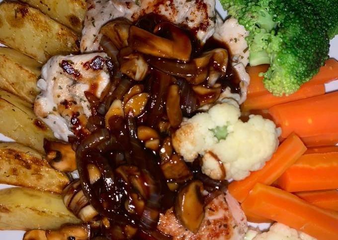 Chicken steak sous mushroom teriyaki