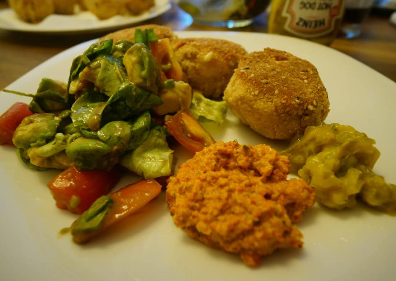 Albóndigas de pollo con pesto de morrones!!