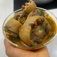 Cow (ox) tail peppersoup A picture of Cow (ox) tail peppersoup.