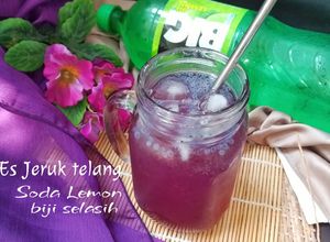Foto resep Es Jeruk Telang Soda Lemon Biji Selasih